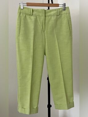 💚 Larry Levine Lime Green Cropped + Cuffed Pants | Like NEW!